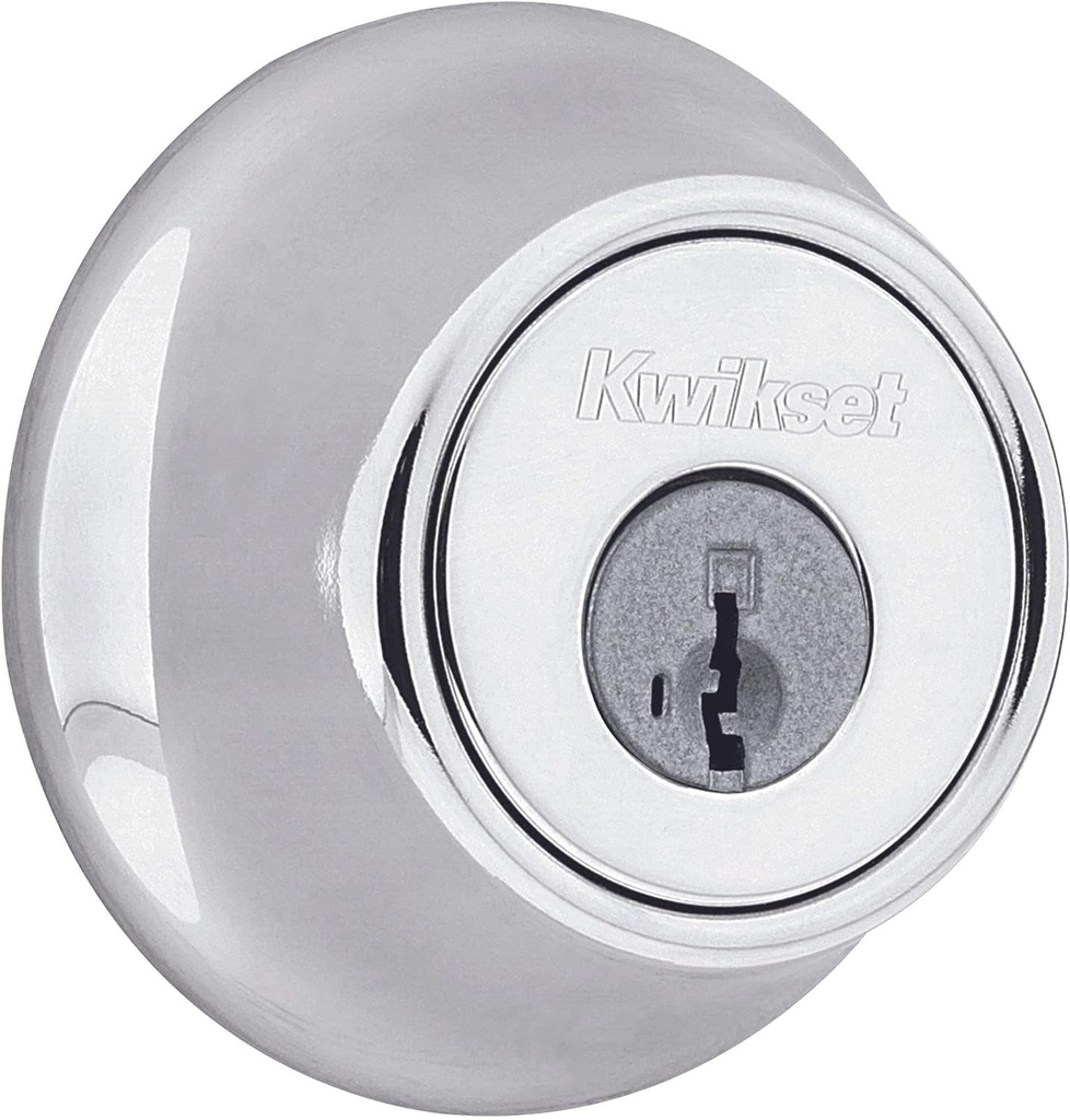 Kwikset 660 Deadbolt Deadbolt Lock, Polished Chrome round Exterior Keyed Front Entry Door, Pick Resistant Smartkey Rekey Security, Single Cylinder Dead Bolt