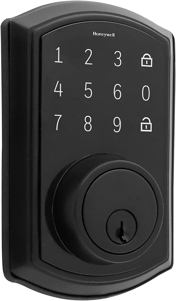 Honeywell Safes & Door Locks - Keyless Entry Door Lock with Touch Screen Keypad Deadbolt - Electronic Smart Lock with One-Touch Locking & 50 Different User Codes - 9 X 5 X 8 in - Matte Black, ‎8635004