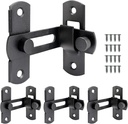 90 Degree Flip Door Sliding Latches,4 Packs Black Security Hook Gate Latch for Barn, Garden, Bathroom, Outdoor, Right Angle Curved Door