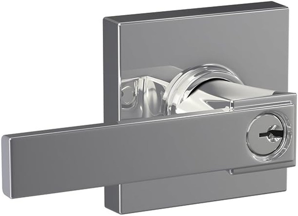 SCHLAGE F51A NBK 625 COL Northbrook Lever with Collins Trim Keyed Entry Lock, Bright Chrome