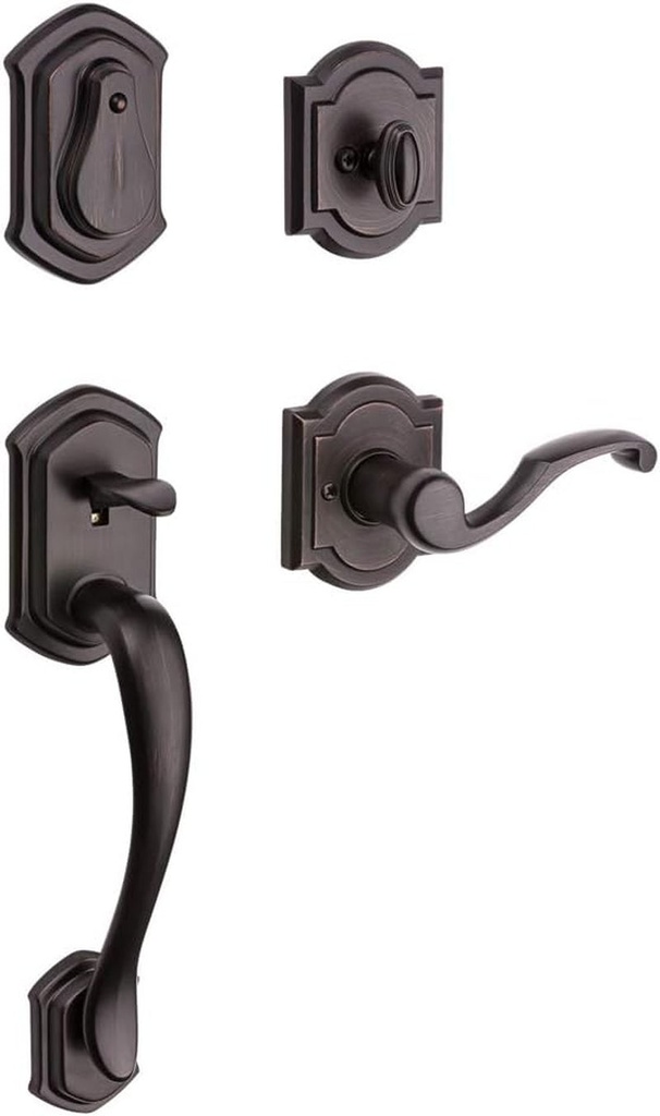 Baldwin Medina, Front Entry Handleset with Interior Lever, Featuring Smartkey Deadbolt Re-Key Technology and Microban Protection, in Venetian Bronze