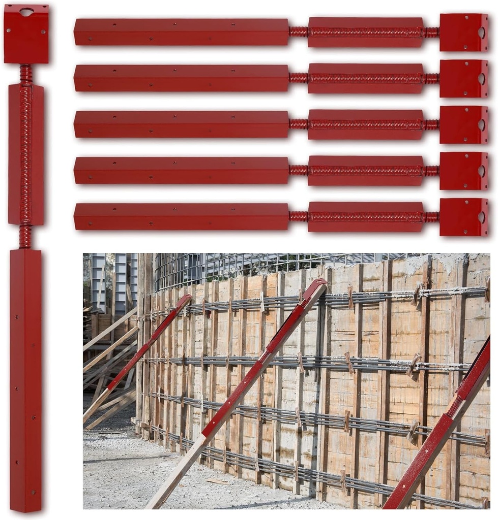 Blulu Concrete Turnbuckle Form Aligner 35" - 38.5" Adjustable Length with 5" X 3" Bent Plate Adjustable Wall Brace Concrete Form Tube for Concrete Formwork Construction Engineering Tools (2 Pcs)