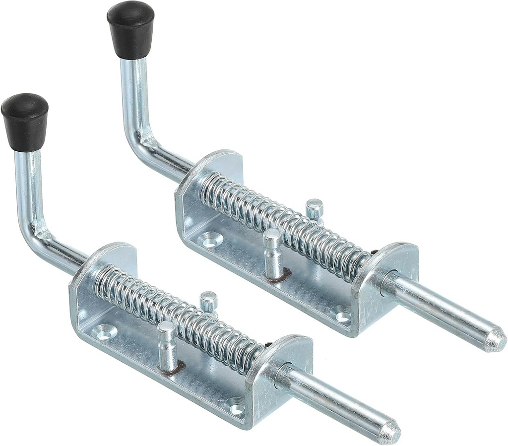 PATIKIL Spring Loaded Latch Pin 8.66", 2 Pack Iron Security Latch Sliding Barrel Bolt Latch Lock for Gate Door Shed Window
