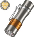 Wurkkos TS10 V2 Pocket EDC Flashlight Rechargeable - Small Powerful Flashlight High Lumen Titanium Alloy + Copper Material 3Pcs Leds 1400L Bright and 3Pcs RGB Aux Leds,Anduril 2.0 UI,IP68(6000K)