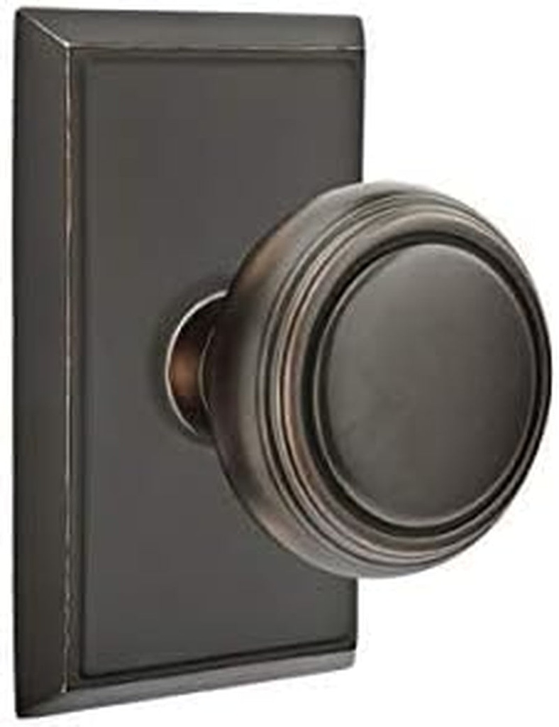 Emtek Full Dummy Set, Rectangular Rosette, Norwich Knob, Oil Rubbed Bronze US10B