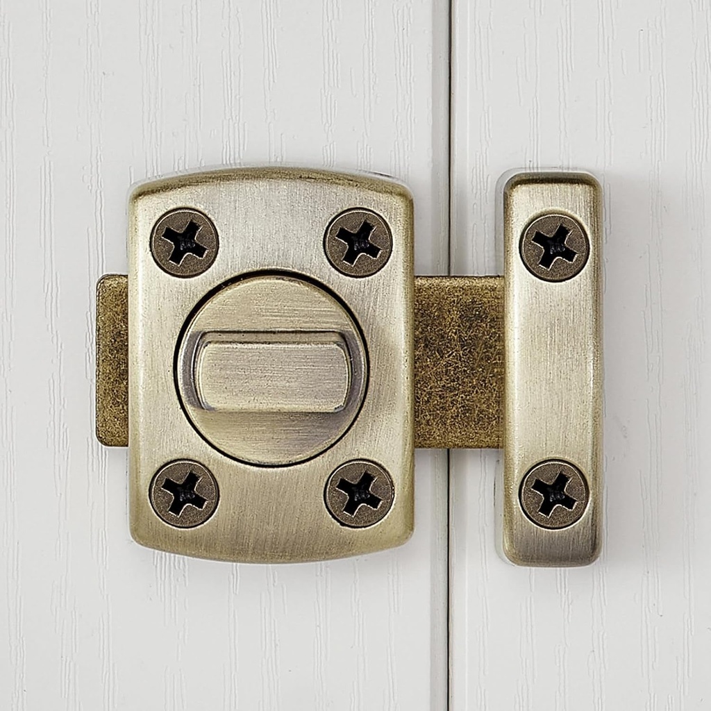 2 Packs Rotate Bolt Latch Gate Latches Safety Door Lock,Pet Door Lock, Cabinet Furniture,Bathroom，Windows,Antique Lock Gate Latches Wine Cabinet Closet Door Latches (Bronze_2 Pack)