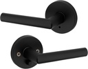 Kwikset 91550-030 Milan Door Handle Lever with Modern Contemporary Slim round Design for Home Bedroom or Bathroom Privacy in Iron Matte Black