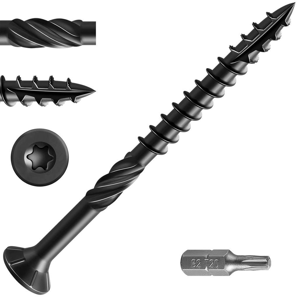 #10 * 3" Black Deck Screws, (1030Pcs)15 Lbs.Exterior Wood Screws, Rust Resistant Epoxy Coated, Bronze, T25 Star Bit