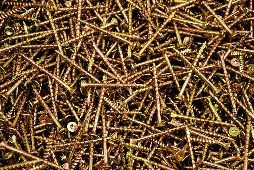 (3500) Torx T20 Star Flat Head 8 X 2 Yellow Zinc Type 17 Outdoor Wood Screw Bulk