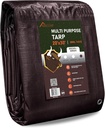 Olympia Tools Heavy Duty 18 Mil Tarp Cover with Metal Grommets and Reinforced Edges, Waterproof & UV Resistant Tarpaulin - Brown/Green - 20' X 30'