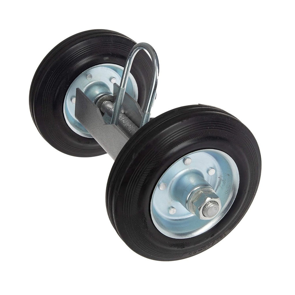 6 Inch Hard Rubber under Mount 2 Fence Gate Wheel - Heavy Duty Sliding Gate Wheels for Wooden Gate - Heavy Duty Gate Wheel on 7 Inch Axle - Adjustable Steel U-Bolts for Mounting