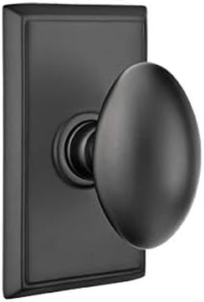 Emtek Passage Set, Rectangular Rosette, Egg Knob, Flat Black