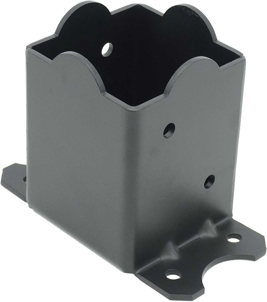 4×4 Post Base 2 Pcs, (Actual Size 3.5X3.5 In.) Post Base Brackets, Extra Thick Steel 8 Ga. (4Mm), Heavy Duty Black Metal Powder-Coated Anchor Outdoor for Support Deck Base Pergola Brackets Fence Kit