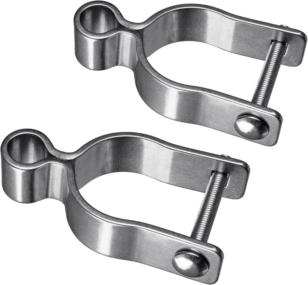 304 Stainless Steel Chain Link Fence Gate Frame Female Hinge for Chain Link Fence Post, 2 Pack Post Female Hinge Fit 2-3/8''Outer Diameter Post/Pipe, Bolt/Nut Included