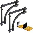 NACH Half round Decorative Shelf Brackets 10 Inch, Heavy Duty Shelf Brackets for Wood Shelves, Metal Shelf Brackets, Floating Shelf Brackets, Shelving Brackets, 2 Pack Black Shelf Brackets, JS-90-064