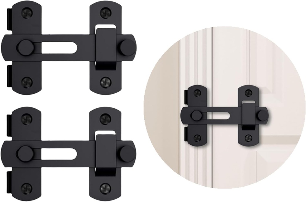 Wwzmdib 2Pcs 180 Degree Stainless Steel Latch Latches, Doors and Windows, Barns, Fences, Pet Carriers, Garages and Other Places (100 X 70Mm / 3.94“X 2.76”)