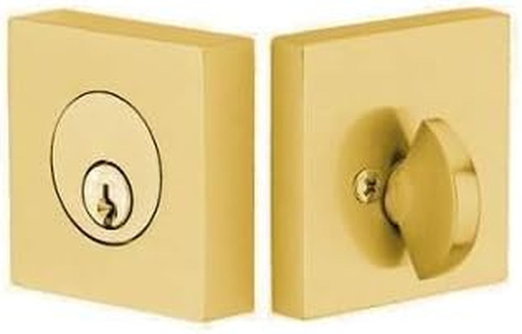 Emtek 8469-US4 Satin Brass Square Deadbolt, Key Lock
