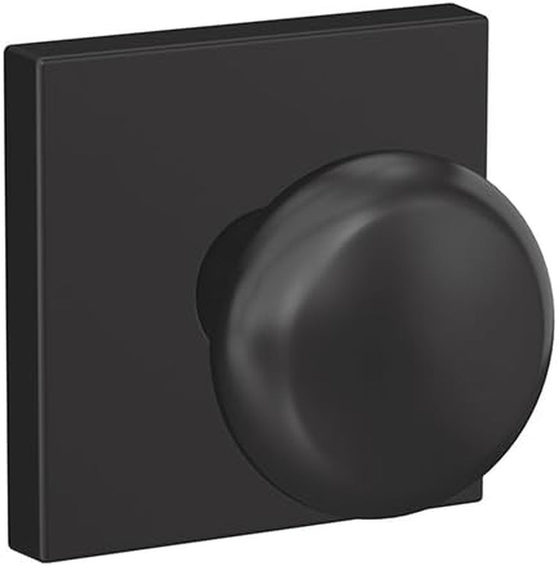 Schlage Custom FC21 PLY 622 COL Plymouth Knob with Collins Trim Hall-Closet and Bed-Bath Lock, Matte Black