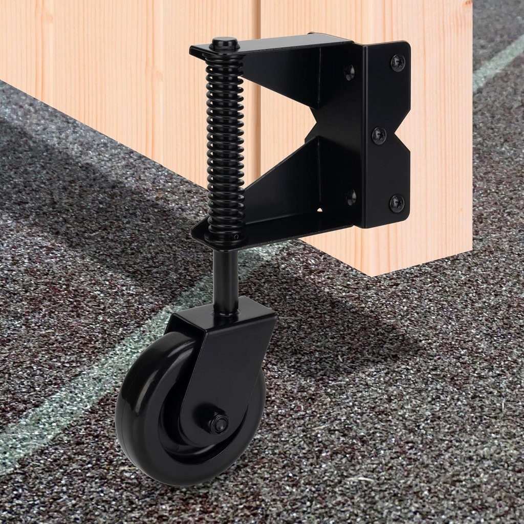 4 Inch Spring Loaded Gate Caster, Heavy Duty Gate Wheel Caster with 360 Degree Swivel, Gate Helper Wheel, Gate Support Wheel Suitable for Left Gate, Black