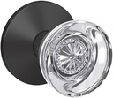 Schlage Custom FC21 HOB 622 KIN Hobson Glass Knob with Kinsler Trim Hall-Closet and Bed-Bath Lock, Matte Black