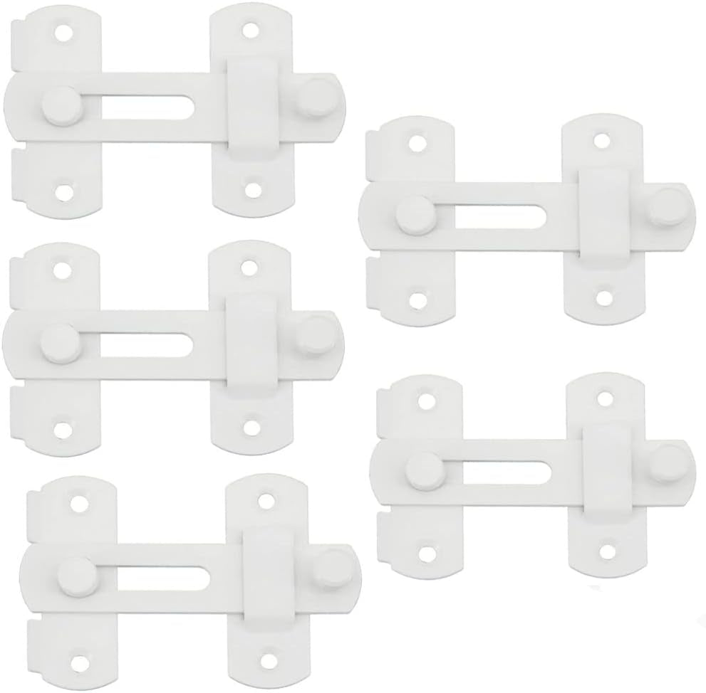 Szhdxsy 5 Pcs Stainless Steel Gate Latches Flip Latch Safety Door Bolt Latch Lock,Barn Door Latches，White