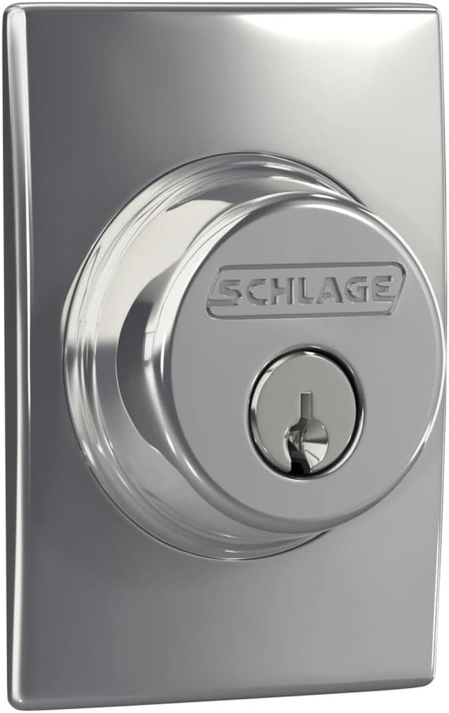 SCHLAGE Lock Company Single Cylinder Deadbolt with Century Trim, Bright Chrome (B60 N CEN 625)