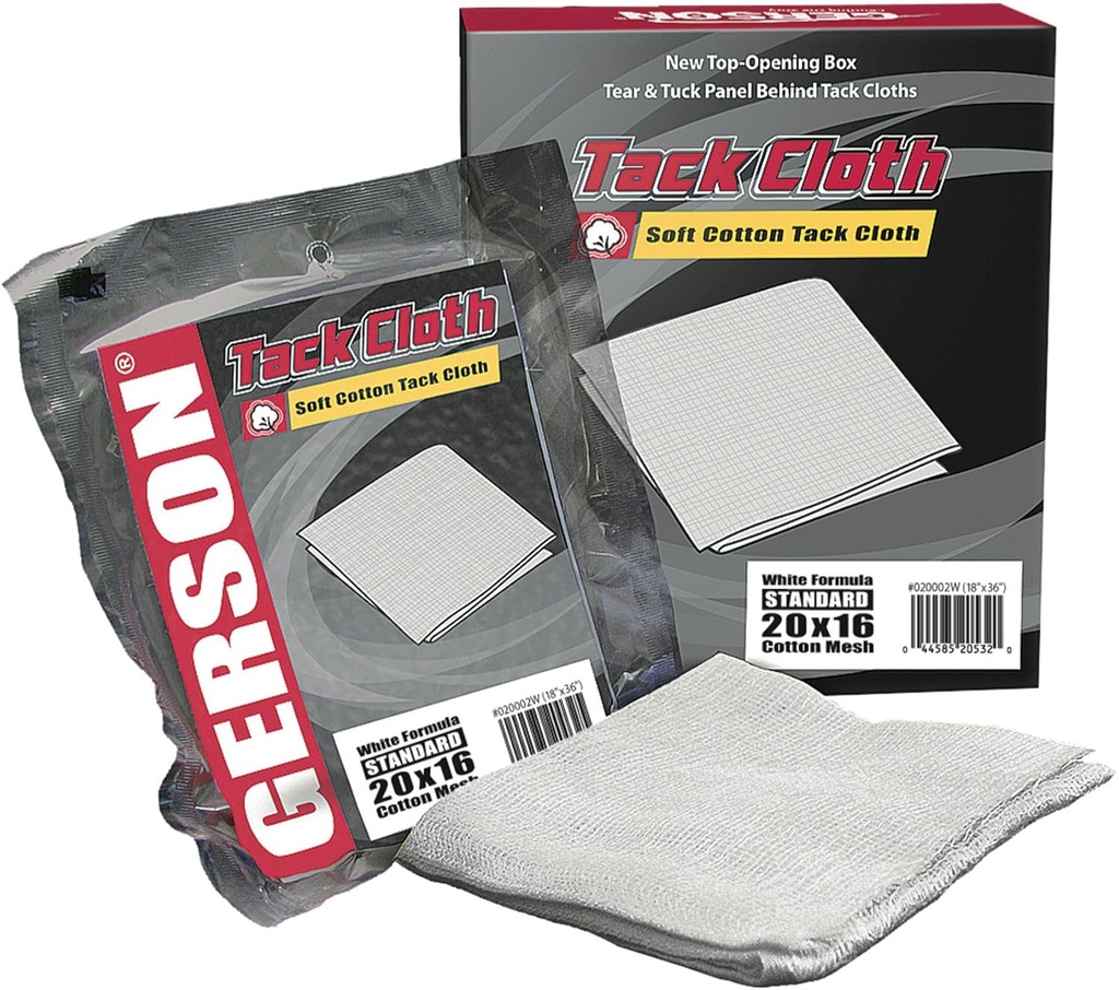 Gerson 020002W Standard Cotton Tack Cloth, 20 X 16 Mesh, 36" Length X 18" Width, White (12 Boxes of 12)