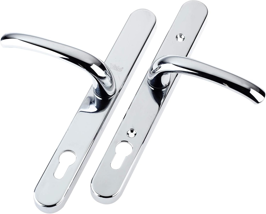 Yale P-PVC-RH-PC Security Door Handle, Standard Security, 92Mm Centre, Adjustable Fixing Points, Built in Cylinder Guard, for Pvcu Doors, Chrome Finish