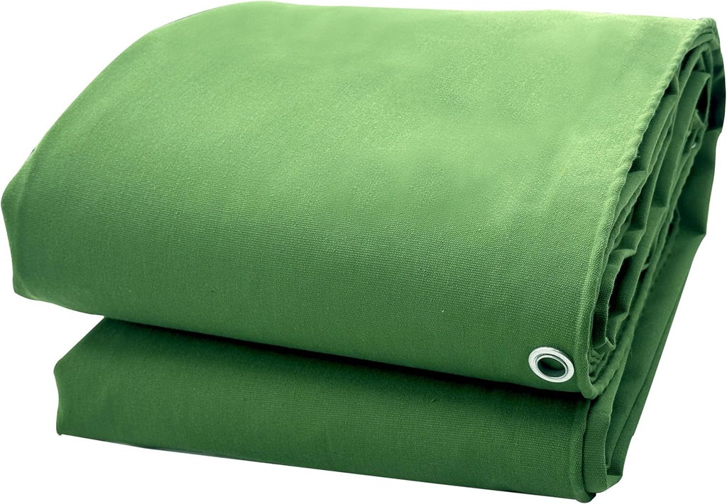 Extra Heavy Duty Canvas Tarp 6X20 Feet 18Oz Water-Resistant Large Canvas Tarp with Grommets，Tear Resistant, Durable, Multipurpose Protective Green Canvas Covering 32 Mil Thickness