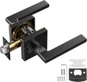 VEVOR Privacy Door Handle, 1 Pack Matte Black Door Lever, Left or Right Handing Reversible Lever with Keyless Lock, 45° Rotation to Open, Square Interior Door Handles for Bedroom and Bathroom Doors