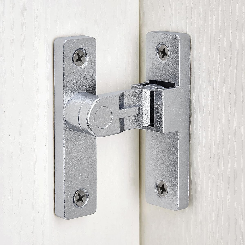 2 Packs Silvery 90° Flip Latch，Zinc Alloy Right Angle Gate Latch，For Sliding Barn Doors, Wardrobes, French Doors, and More - Reliable Choice for Enhanced Home Security and Privacy