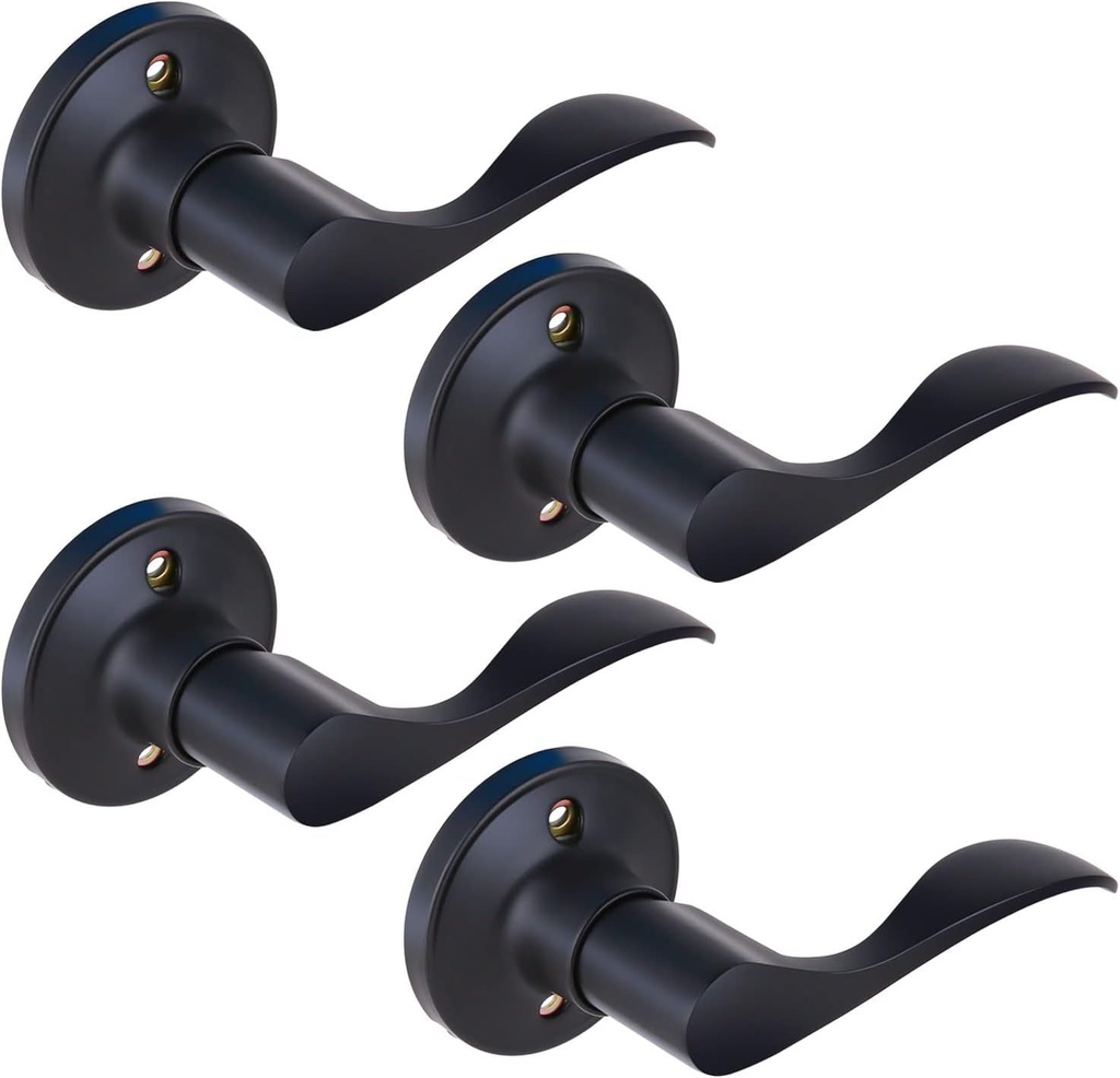 Ohuhu Dummy Door Handles, Black Door Handle Dummy Door Knob French Closet Door Handle Lever Single Side Non-Turning Wave Style Left/Right Hand Satin Zinc Matte Finish Laundry Room Hallway Pantry