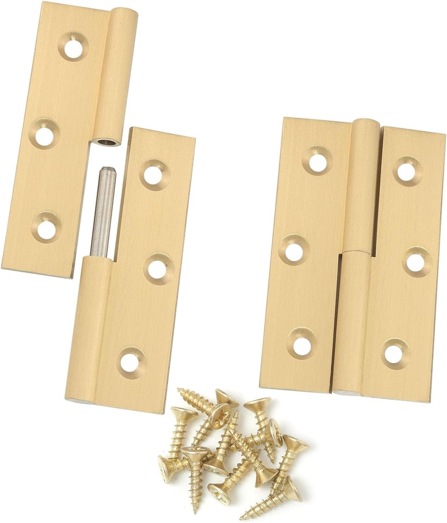 2PCS Brass Lift off Hinge Detachable Hinge for Window Door Gate with Screws, Right Handedness