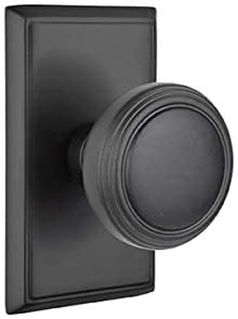 Emtek Passage Set, Rectangular Rosette, Norwich Knob, Flat Black US19