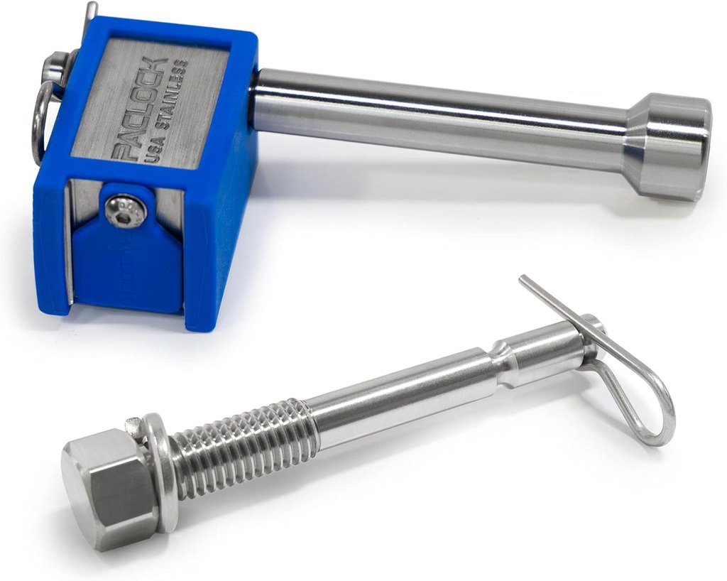 Paclock'S KT-UCS-80S-250-YK-1 Hitch Lock Combo, Buy American Act Compliant, Stainless Steel, High Security 6-Pin Cylinder, Keyed Differently, with 1/2" Threaded Pin & 5/8" Pin
