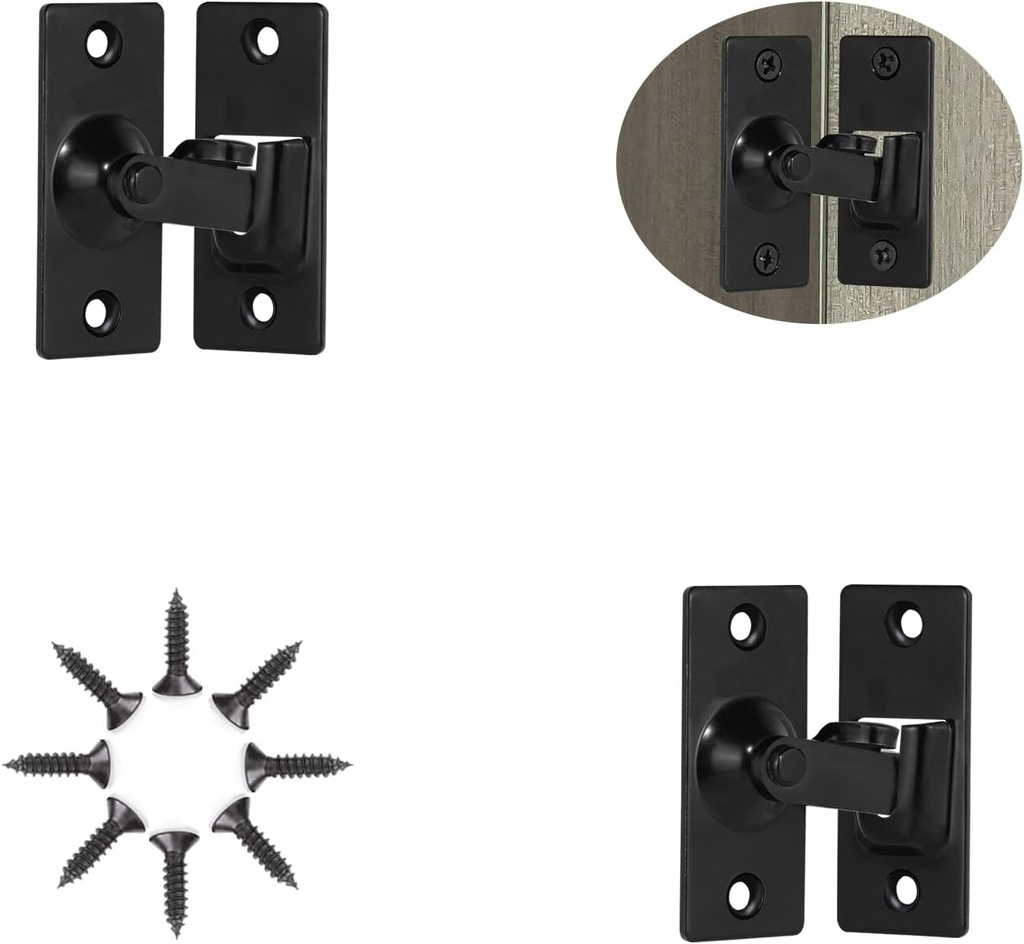 Small 90 Degree Right Angle Door Lock,304 Stainless Steel Sliding Door Latch Matte Black,Barn Door Lock,Suitable for 90 Degree Door Latches of Wooden Doors and Shed Wooden Glass Doors,Pack of 2.