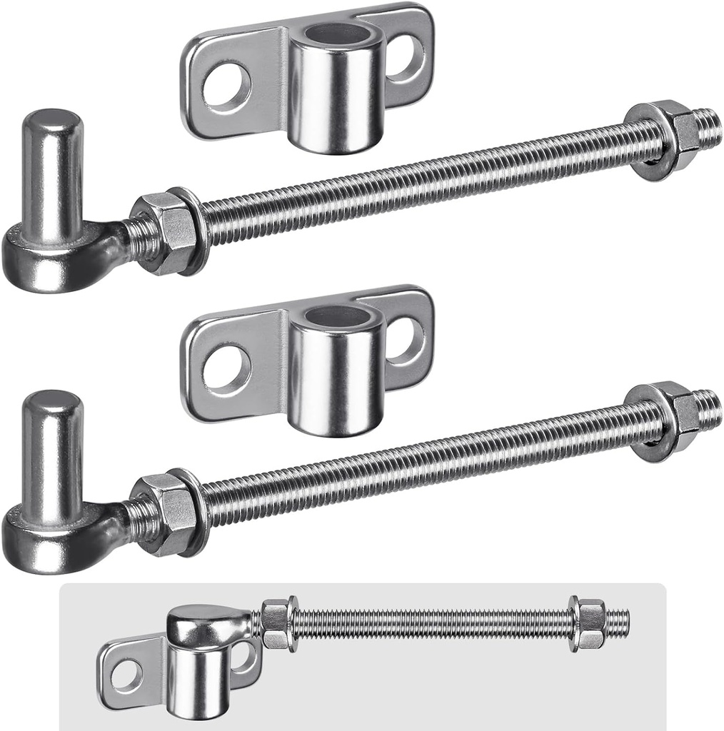 304 Stainless Steel Wall Mount Gate Hinge, M12X 10'' J Bolt Gate Hinge for Farm Gate, 2Pack Gate Hinges for Wooden Fences Heavy Duty, One Piece Horizontal Mount Gate Hinge for Chain Link Gate
