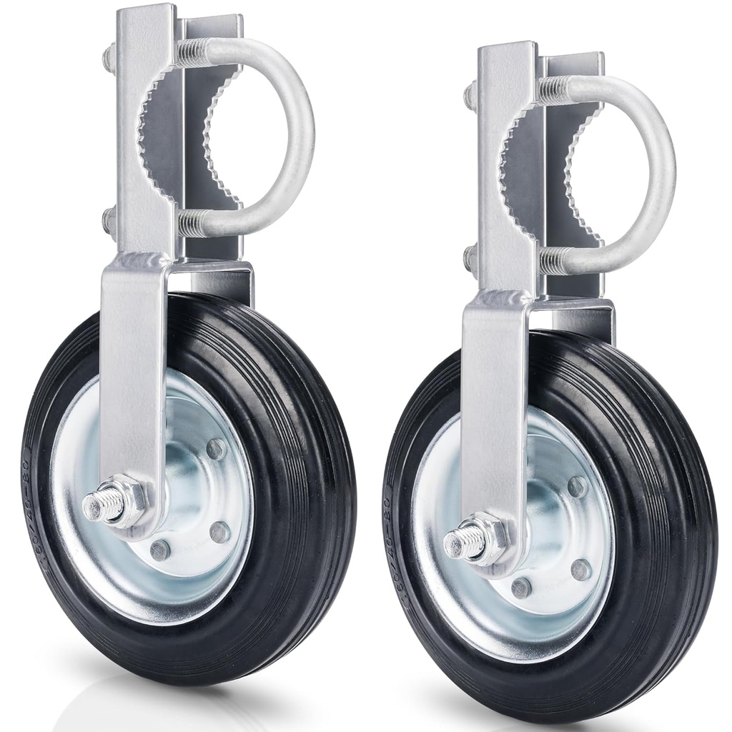 6 Inch Gate Wheels for Metal Tube Gate, Heavy Duty Gate Helper Wheel, Farm Gate Wheel with 1-5/8" Thru 2" Gate Frames, Gate Support Wheel for Chain Link Fence, Prevent Gate from Dragging,Silver-2 Pcs