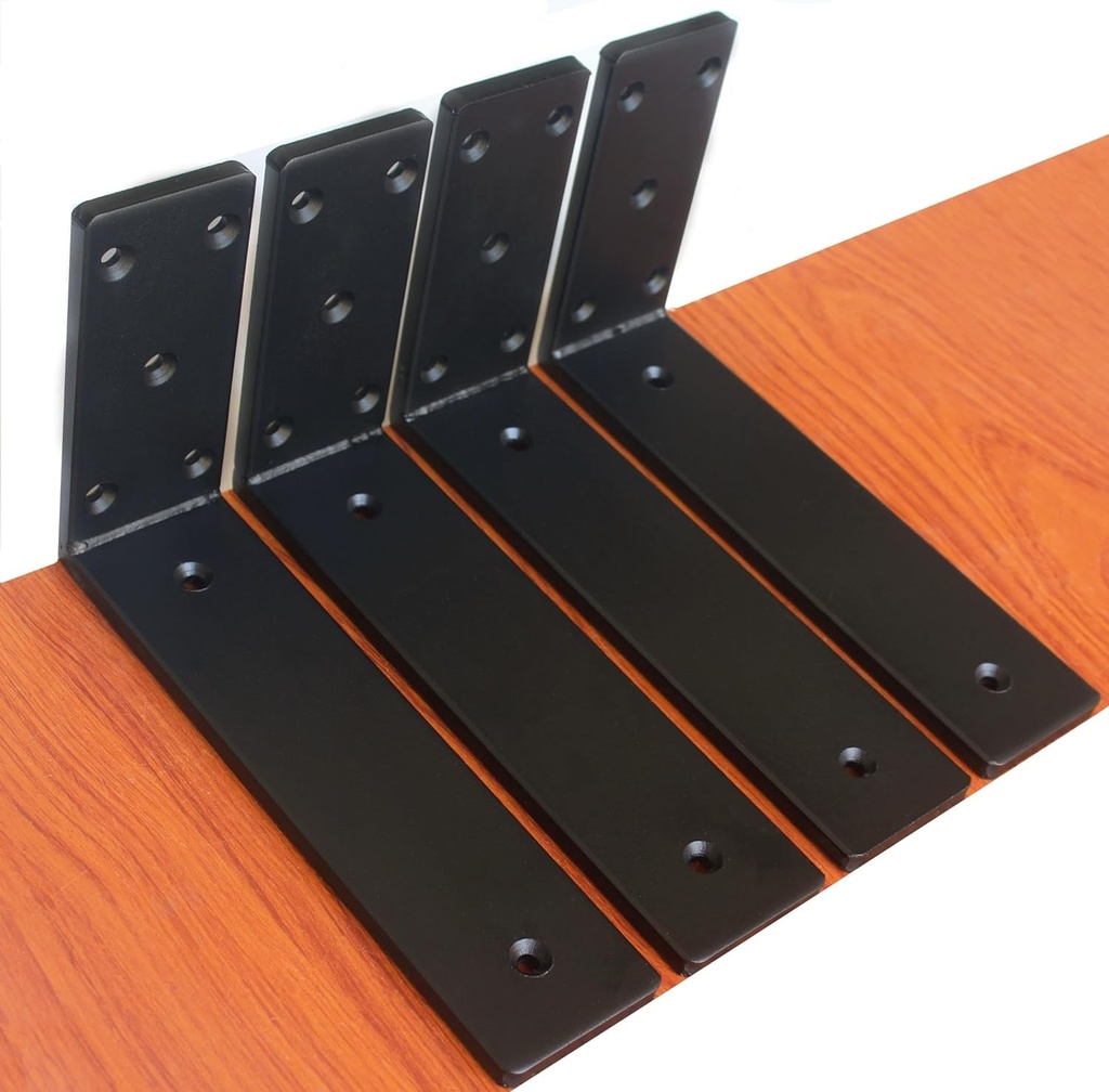 4 Pack L10" X H 6" X W 2.5" 10Mm Thick Countertop Support Brackets, Heavy Duty Countertop Hidden Bracket L Shelf Bracket Metal Corbels for Countertops Frosted Black