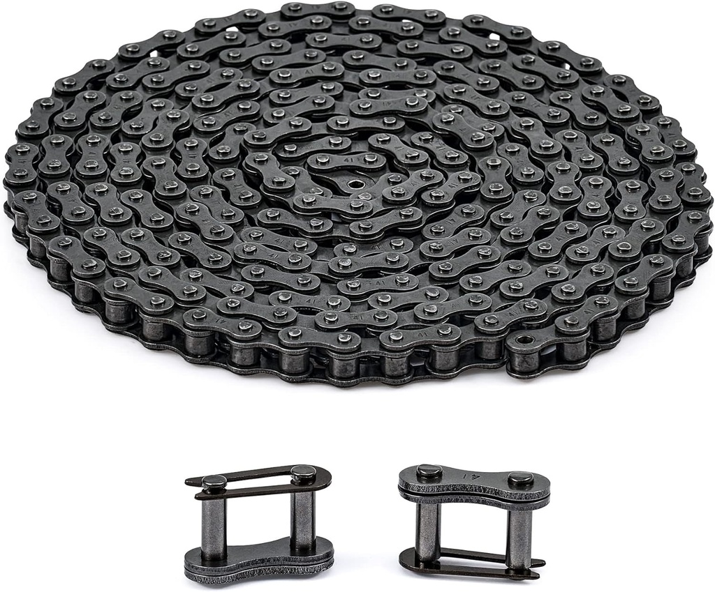 CO-Z #41 Roller Chain for Electric Gate Openers with 2 Connecting Links, 10 Ft Gate Chain Extension Replacement for Automatic Sliding Gate Opener Operator Garage Hanger Door Go Karts Atvs Dirt Bikes