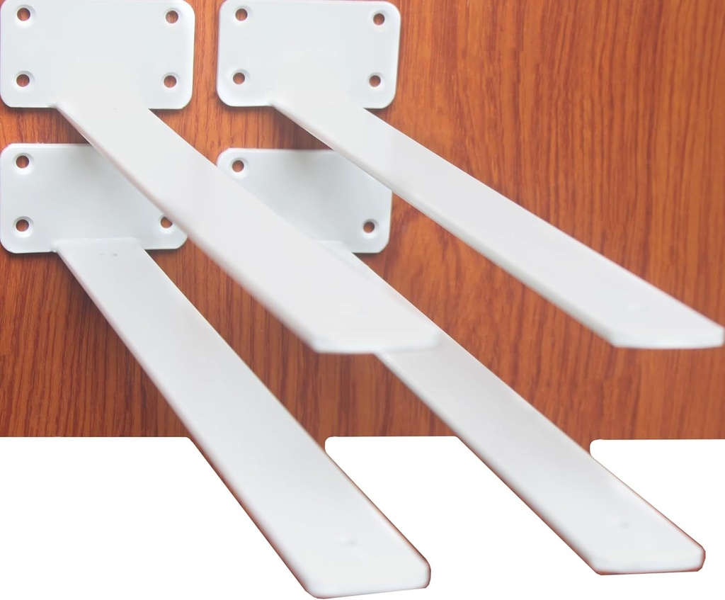 4 Pack - 16 Inch White Hidden L Shelf Bracket (1/5 Inch Thicked) Iron Shelf Brackets, Metal Shelf Bracket, Industrial Shelf Bracket, Modern Shelf Bracket, Metal L Brackets for Shelves Support