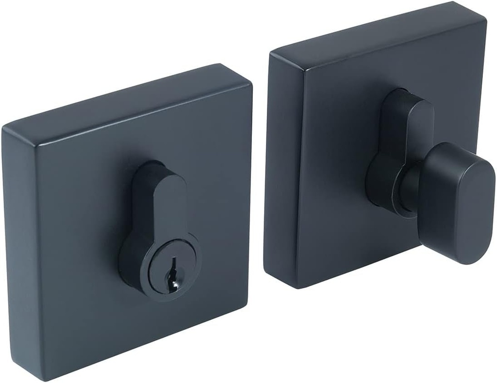 Design House 595702 Emblem Contemporary Square Single Cylinder Deadbolt Matte Black