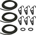 BBCC5/16BK 5/16 Inch Cargo Cord Kit, Black 3 Solid Core Cords with 6 Nylon End Hooks & 2 O-Rings