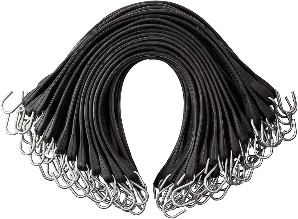 41" Inch 50 Pack Rubber Bungee Cords with Metal Hooks for Flatbed Trucks- Heavy Duty Tarp Tie down Straps
