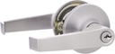 Amazon Basics Exterior Door Lever with Lock, Hook, Satin Nickel