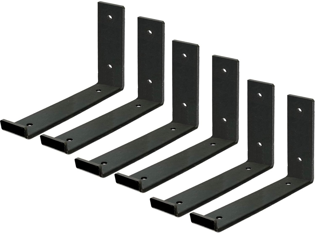 Shelf Brackets 10 Inch J Bracket for Shelves, Rustic Shelf Supports, Hook Iron Shelf Brackets,Industrial Shelf Bracket, Modern Lip Metal Wall Shelf Bracket (6 Pcs) (9.25")