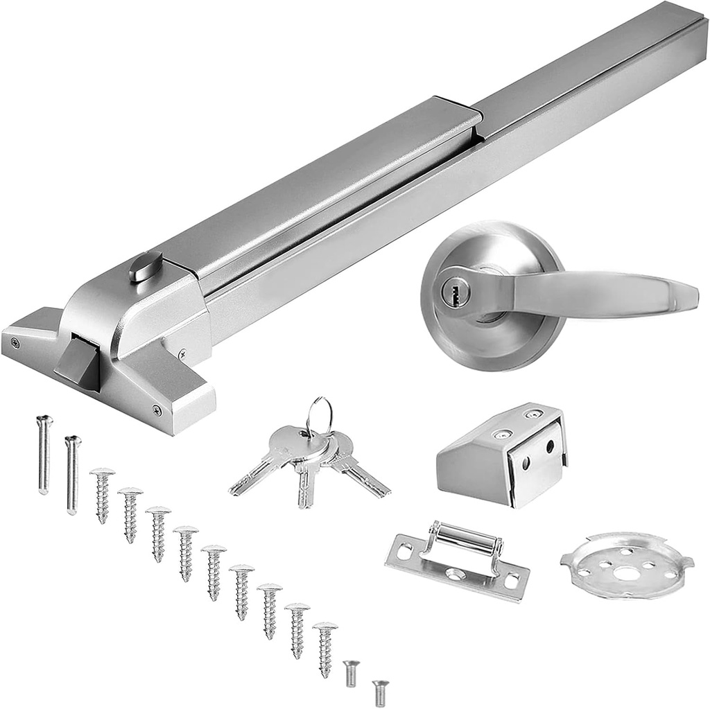 VEVOR Push Bar Panic Exit Device, with Exterior Lever, Commercial Emergency Exit Bar Panic Exit Device for Wood Metal Door