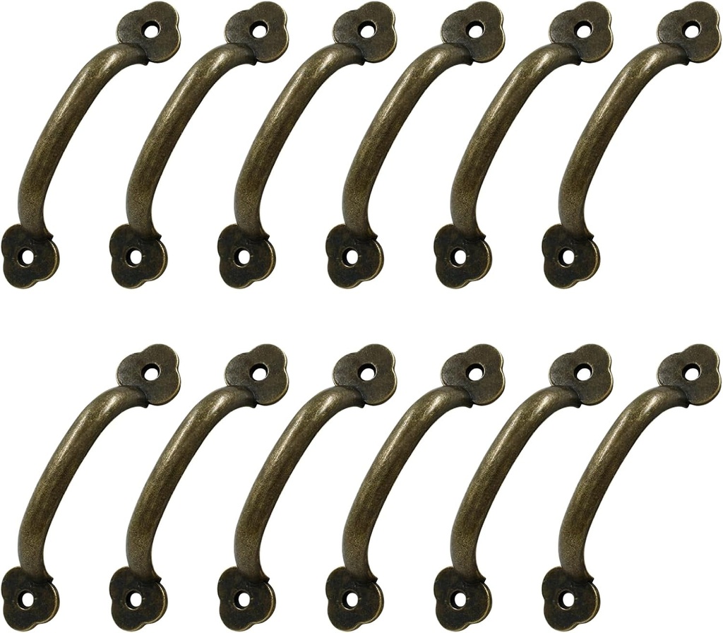 Bivethoi 12 Pcs Barn Door Handles, Metal Door Handle Bronze, Gate Pull Handle for Outdoor Garage Fence, Indoor Drawer Closet.