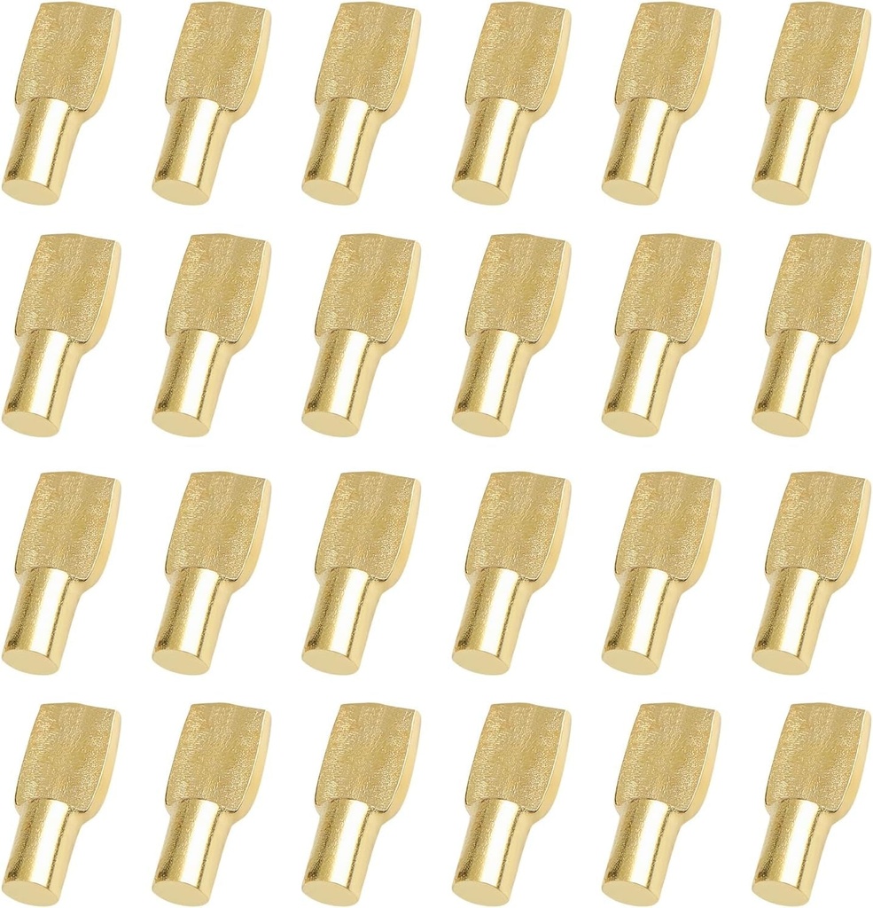 80Pcs Shelf Pins 5Mm, Cabinet Pegs Shelf Support, Spoon Shape Metal Shelf Holders Pegs for Cabinets, Bookshelf Pegs for Shelves (Gold)