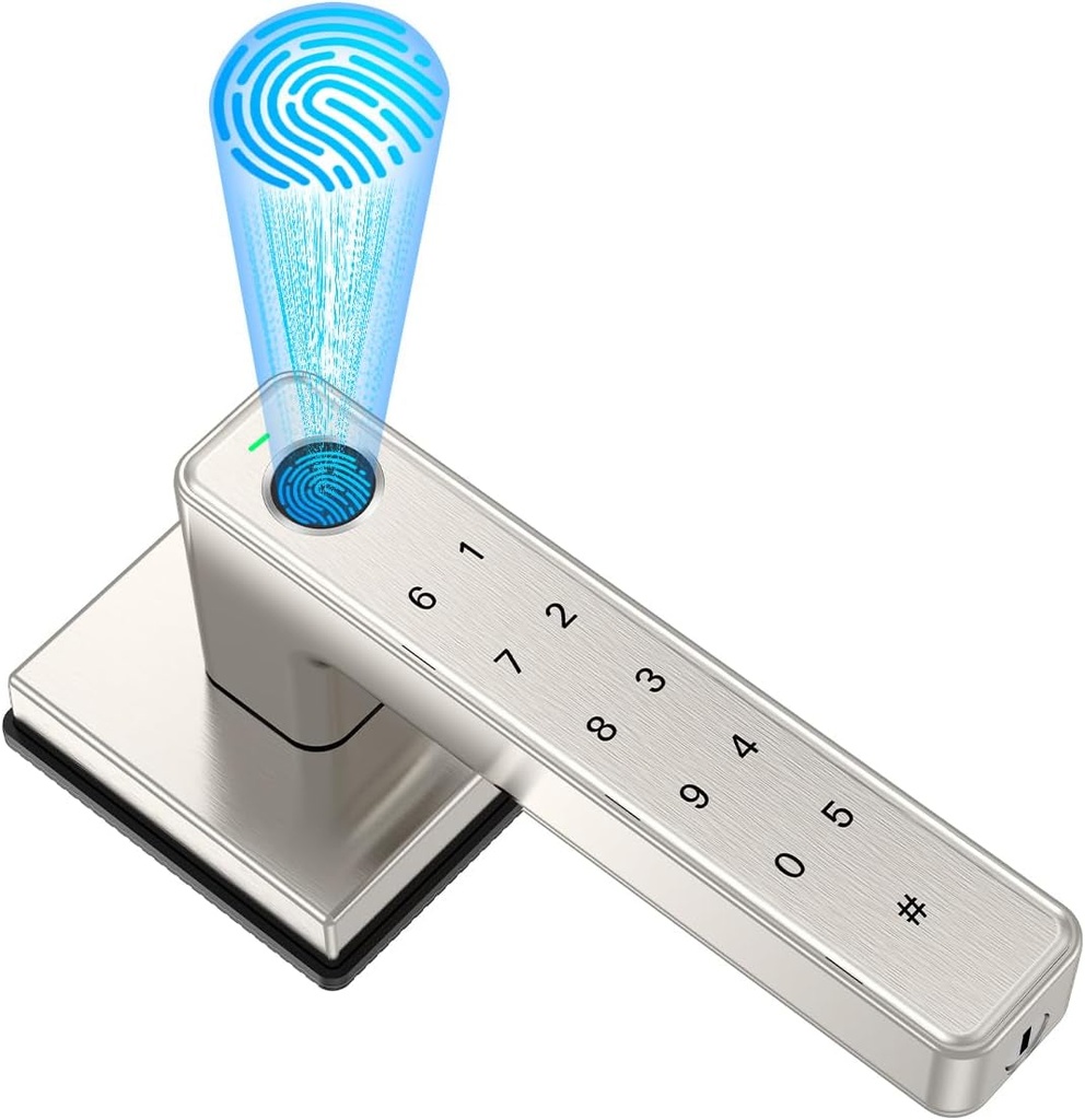 Fingerprint Door Lock Handle Lock,Keyless Entry Door Lock with Keypad Password,Smart Door Lock for Home,Storage,Bedroom,Office,Hotel,Garage